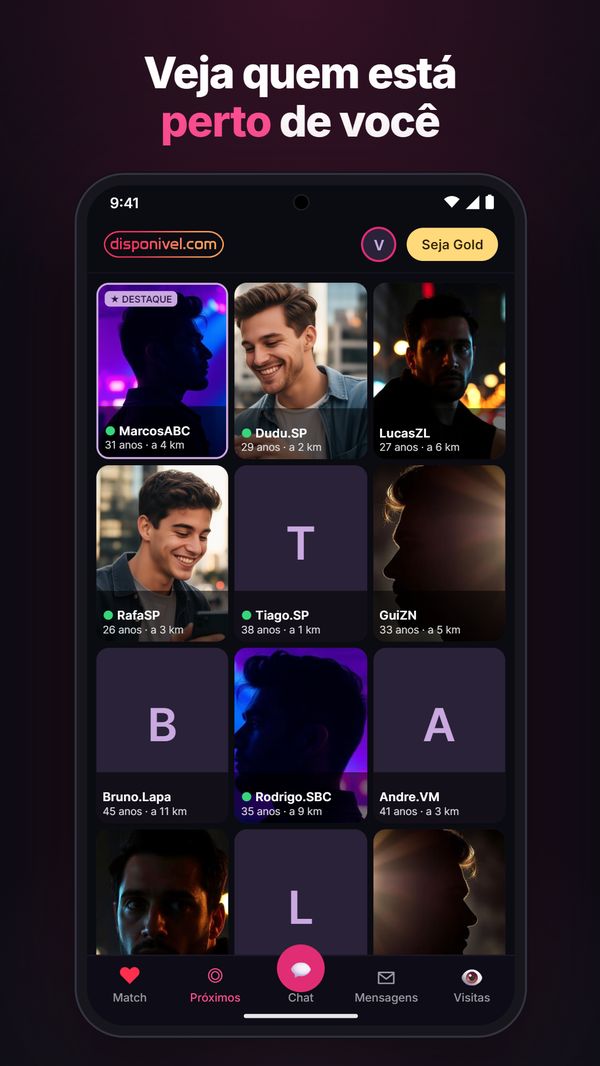 Pessoas próximas no app